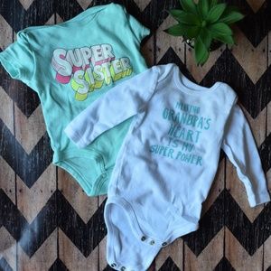 Carter's & Okie Dokie 2 pack Onsies Set - 3 month